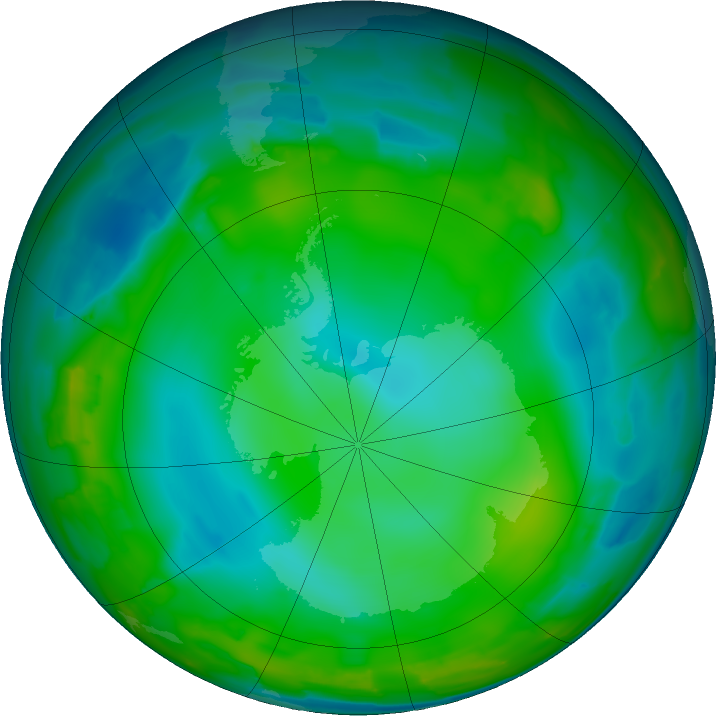 Antarctic ozone map for 23 June 2011